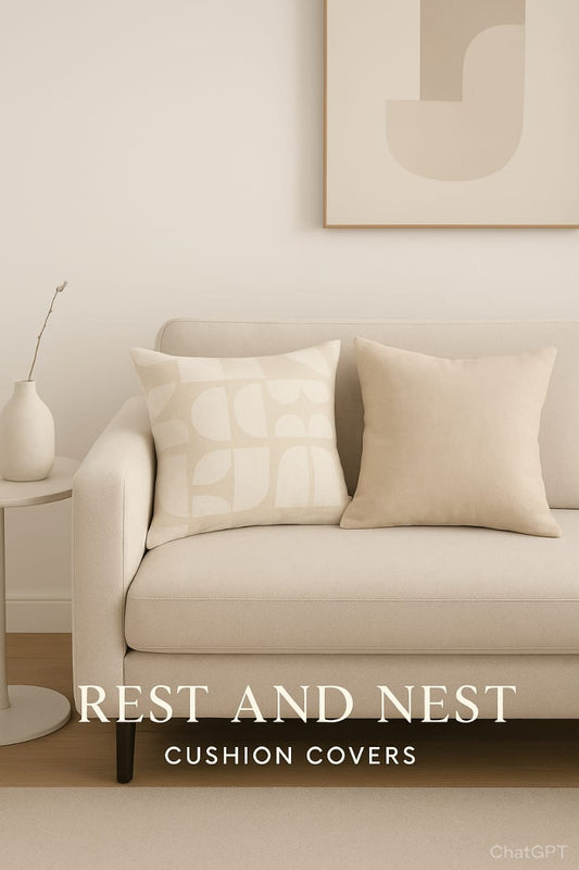 Cotton Cushion Cover – Beige & Off-White Stripes (Set of 2)