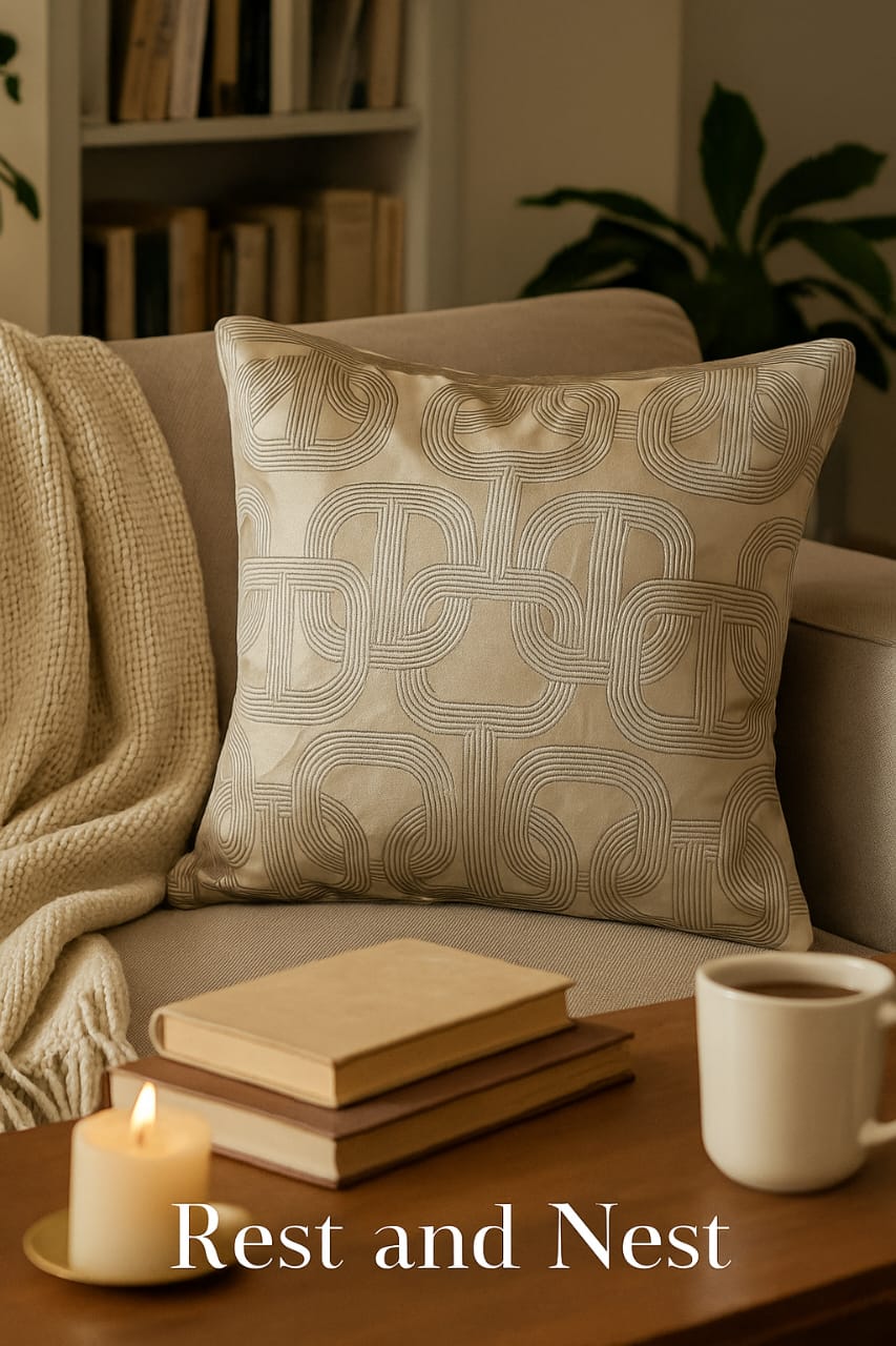 Polyester Satin Jacquard Cushion Covers – 16x16 Inch, 2 Pieces