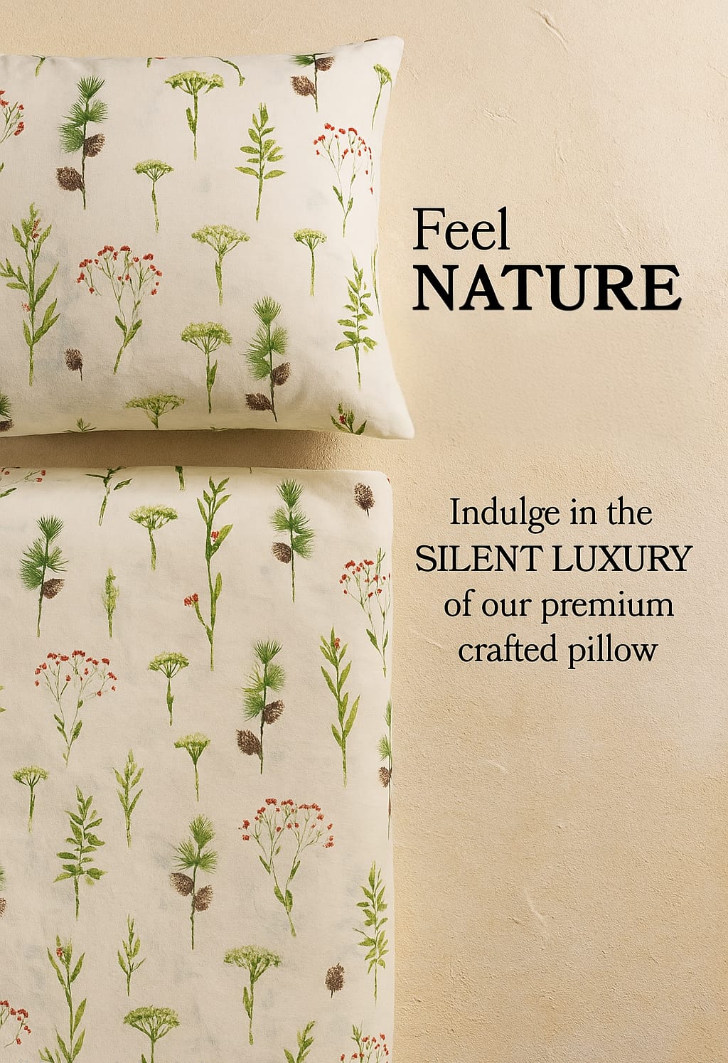 Nature Print King Size Soft Bedsheet | Botanical Cotton Percale Bedsheet | Luxury Greenery