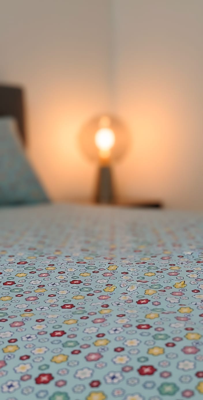 Floral Printed Cotton Bedsheet – Lightweight, Breathable & Fade-Resistant Bedding