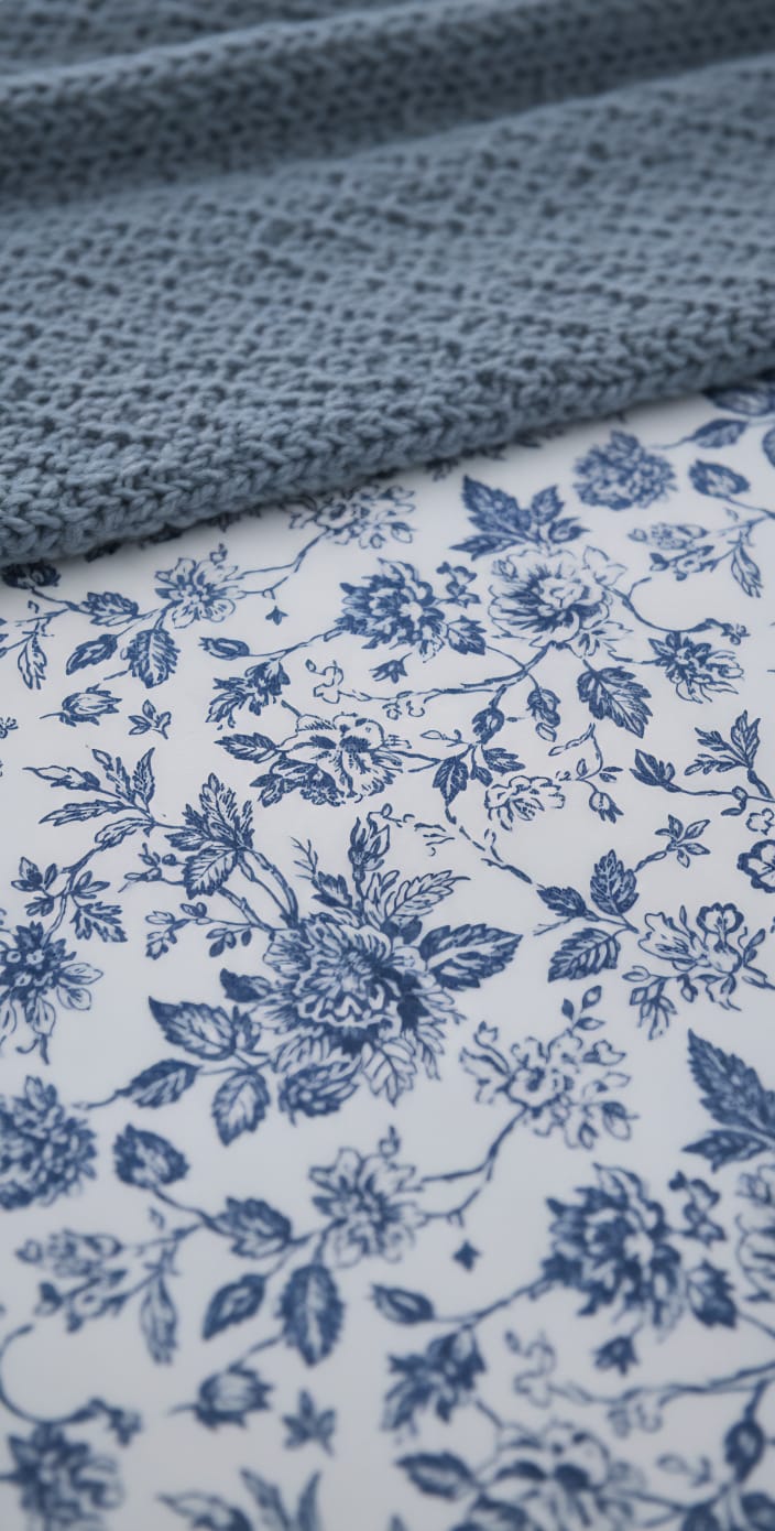 Classic Blue and White Floral Cotton Bedsheet / The Classic Collection