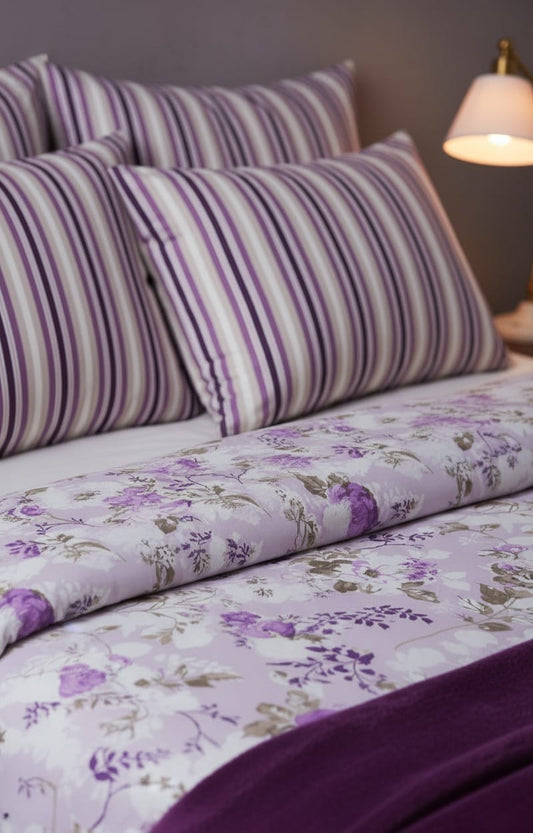 Pure Cotton Lavender Bedsheet Set | Breathable King Bedding UAE