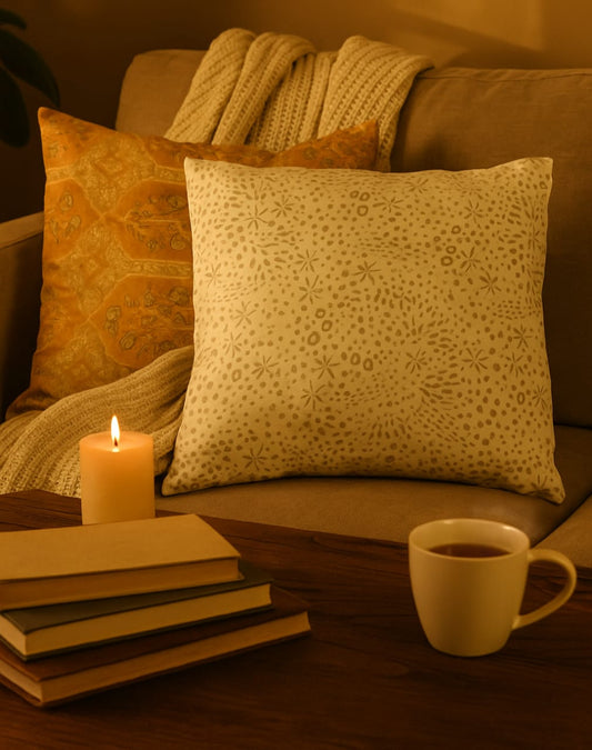 Beige Geometric Cushion Cover | Modern Decorative Pillow for Sofa & Bedroom