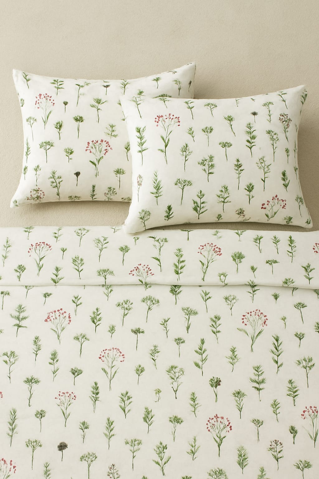Nature Print King Size Soft Bedsheet | Botanical Cotton Percale Bedsheet | Luxury Greenery