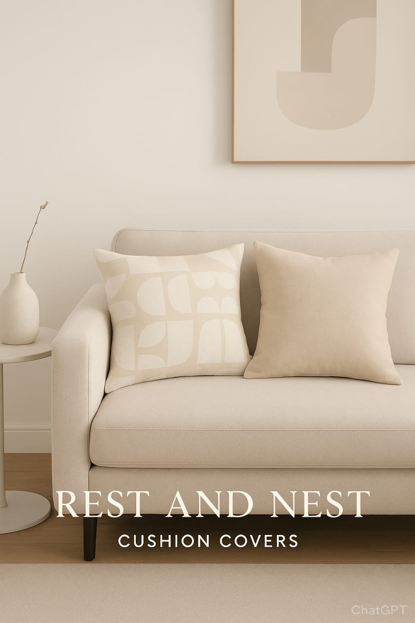 Cotton Cushion Cover – Beige & Off-White Stripes (Set of 2)