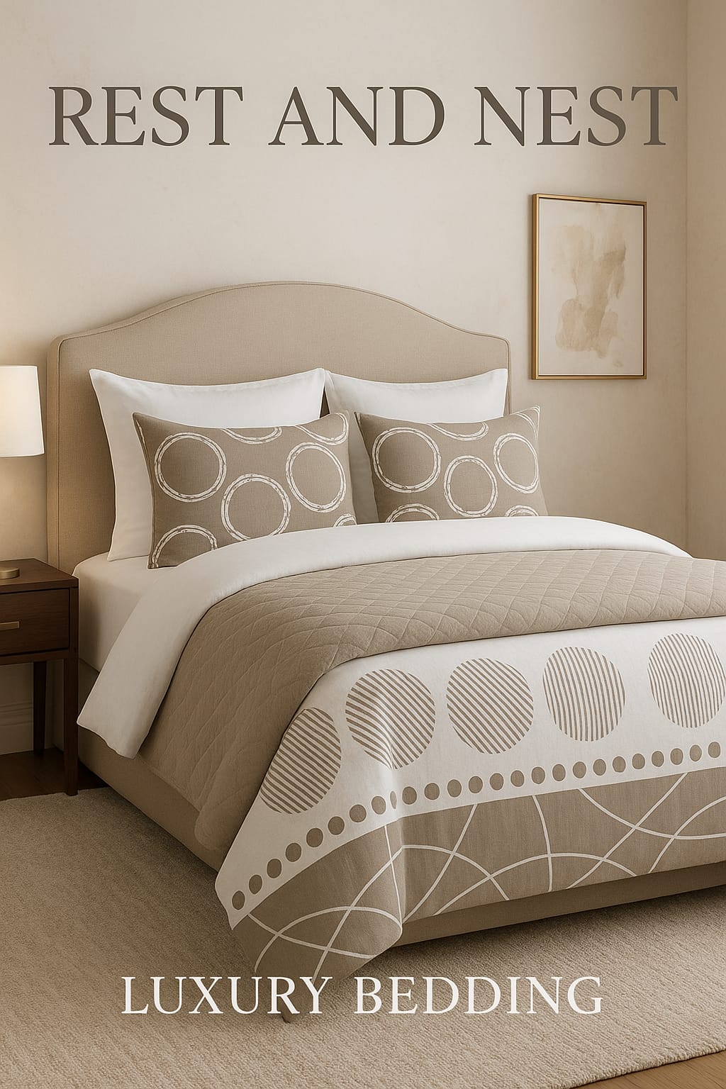 Taupe (or Beige/Tan) and Cream Bedding / King Size Bedsheet