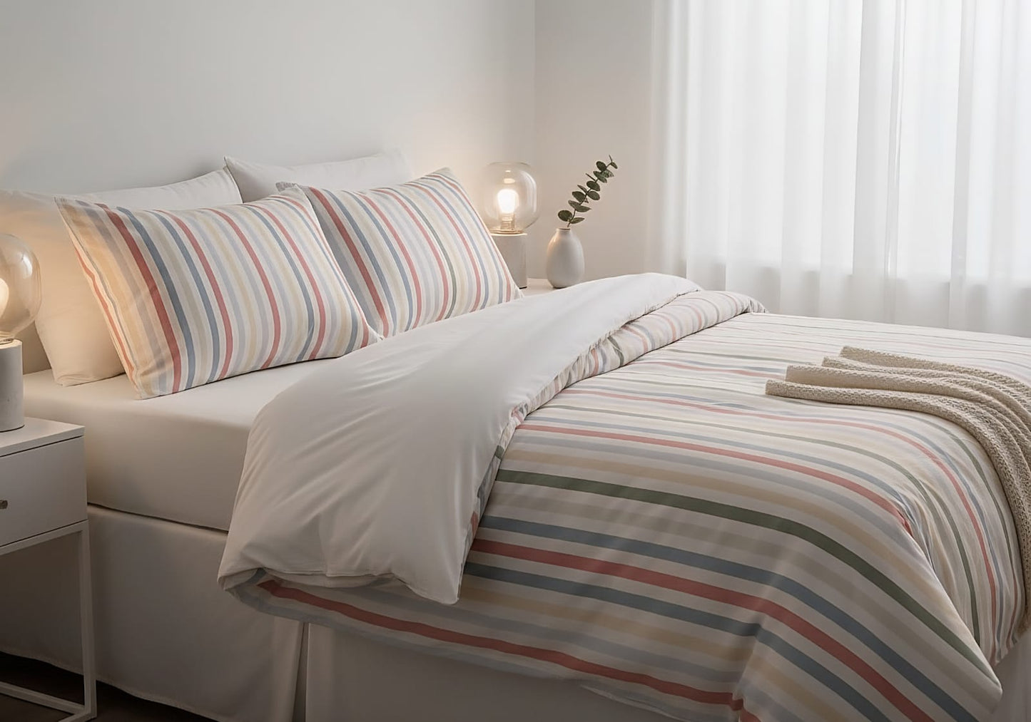 Dual Side Duvet Cover| Pastel Colors| King Size| 100% Cotton