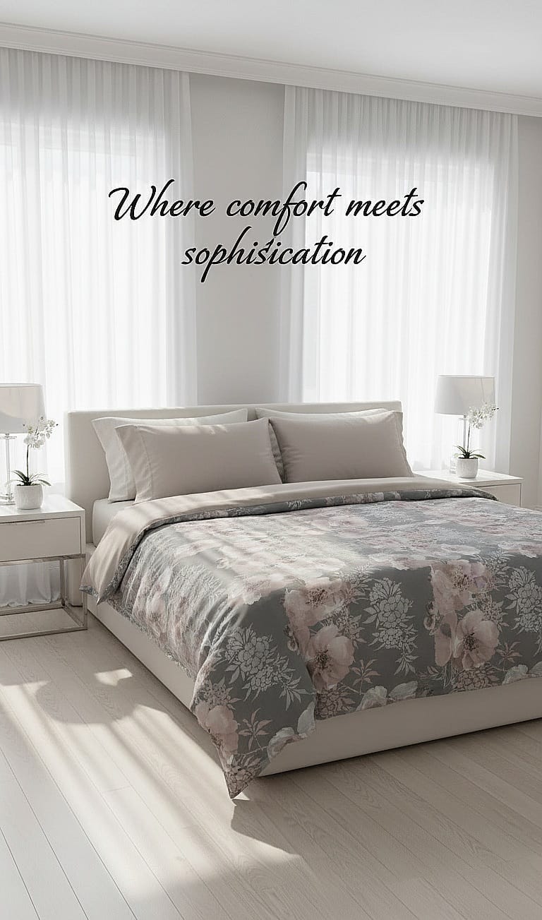 Reversible Duvet Cover| Grey & Pink| King Size| 100% Organic Cotton