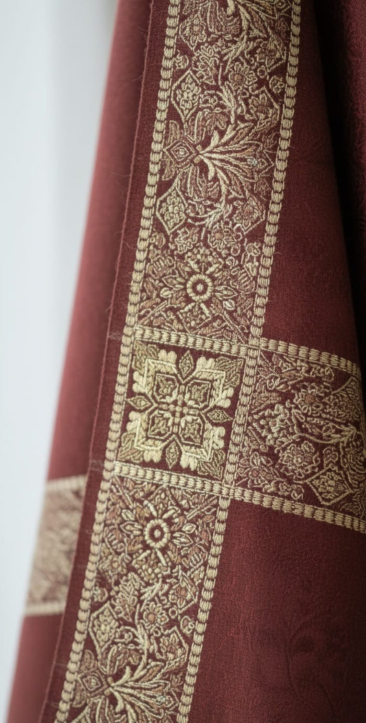 The Luxe Earth-Tone Bordered Shawl/ Pashmina Style/ women's winter formal shawl