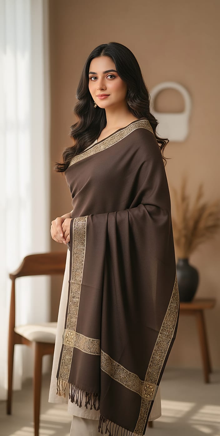 Elegant Brown Pashmina Style Wrap/ Winter Collection / Winter Shawl