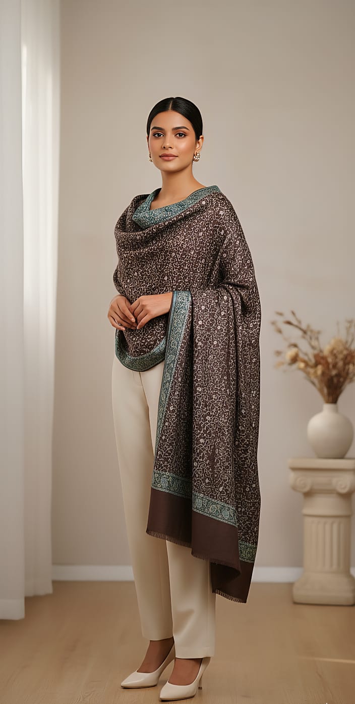 Brown Embroidered Shawl / Winter Collection / Shawl