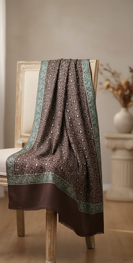 Brown Embroidered Shawl / Winter Collection / Shawl