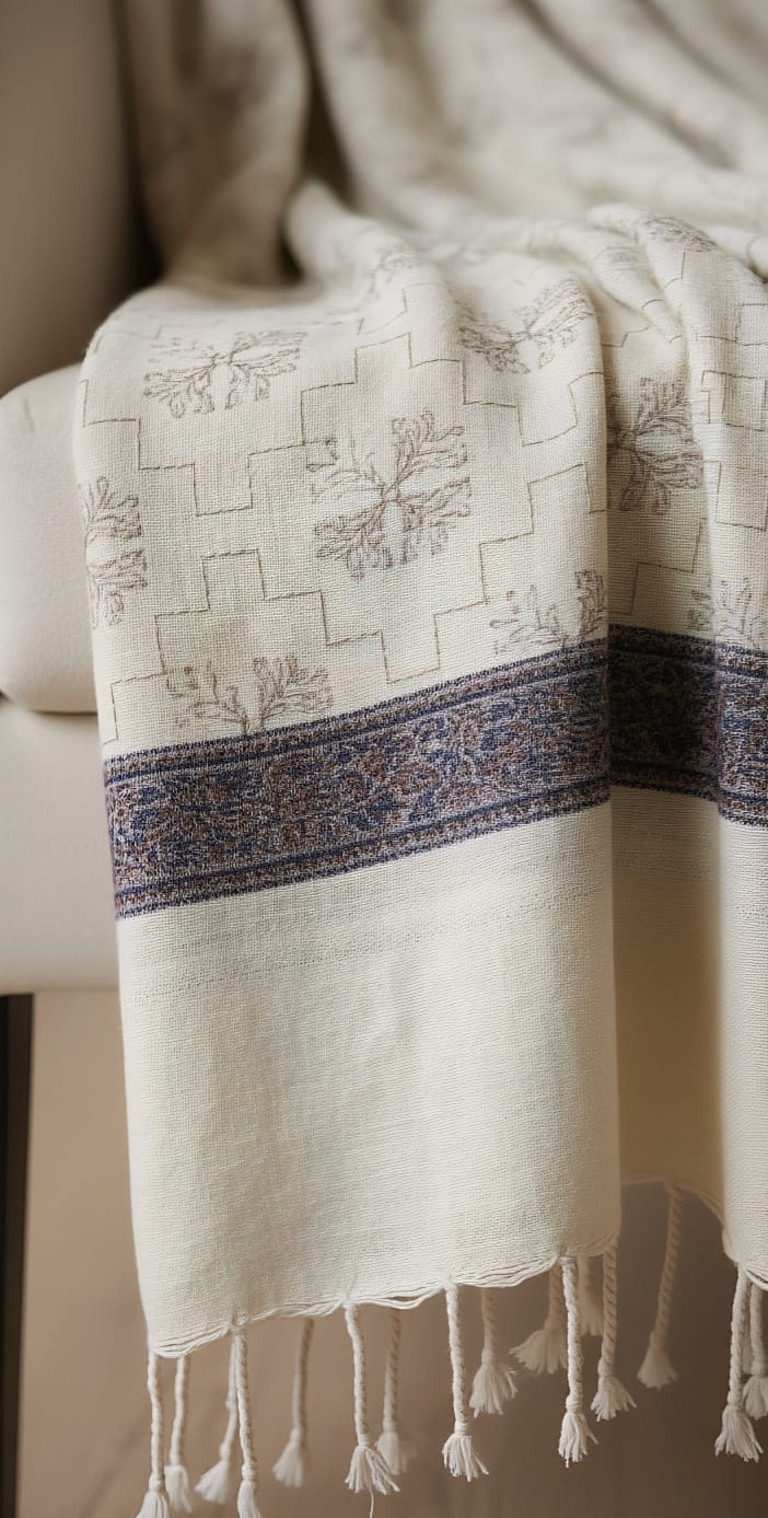 Beige Embroidered Shawl/ Formal Event Wrap/ Soft Warm Wool Blend Shawl