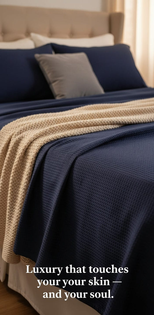 Organic Cotton King Size Waffle Bedsheet – Soft, Breathable & Sustainable | Rest And Nest UAE