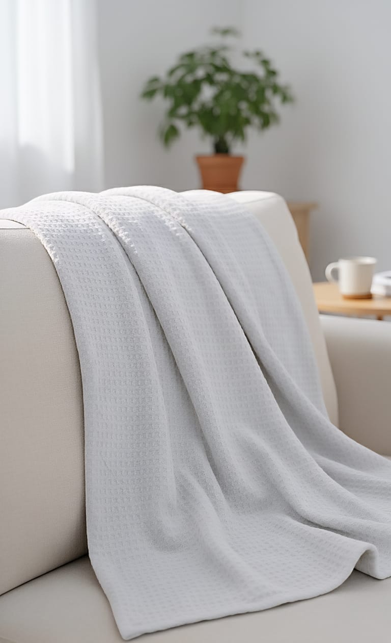 Waffle Weave Cotton Throw Blanket – Soft, Breathable & Lightweight | Rest And Nest UAE