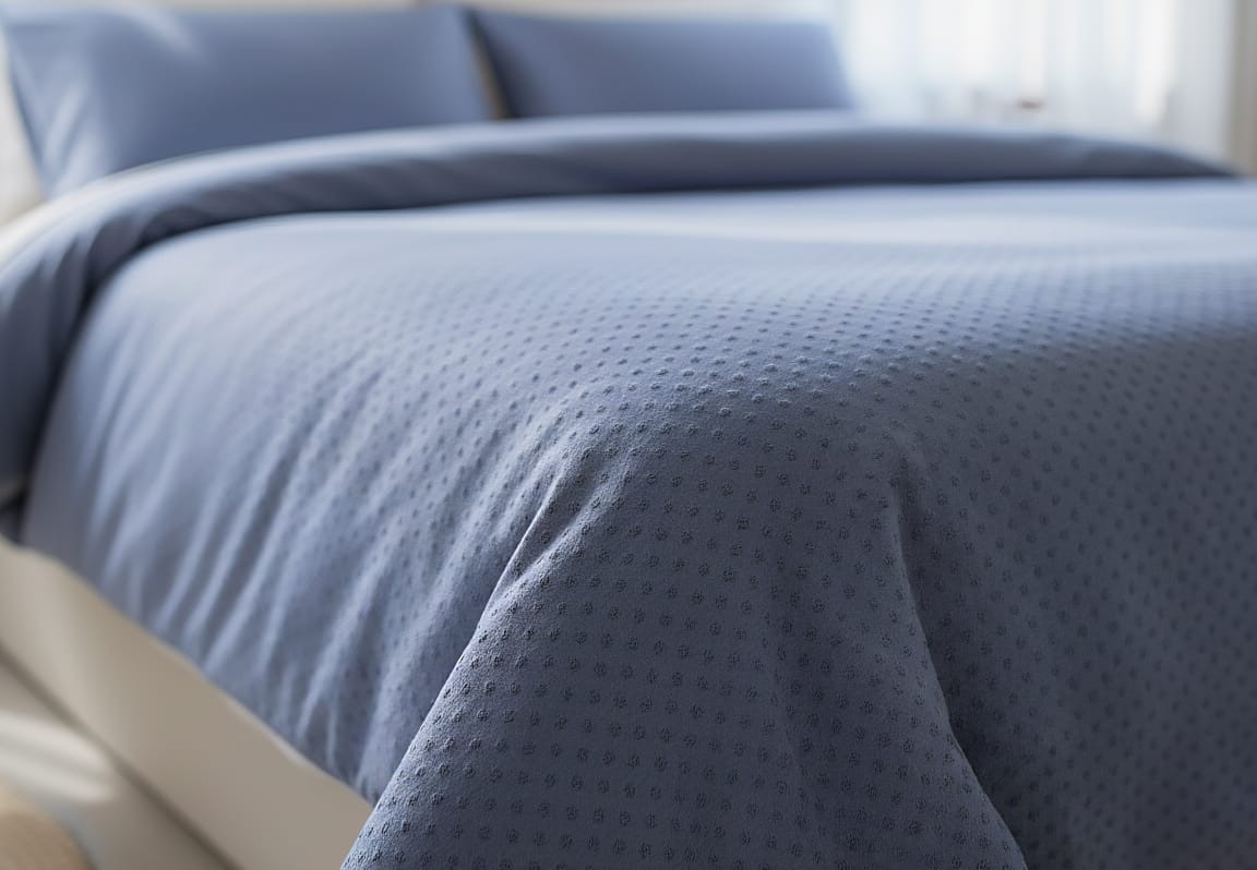 Grey Organic Cotton Waffle Pattern Bedsheet/ Waffle Cotton / Breathable