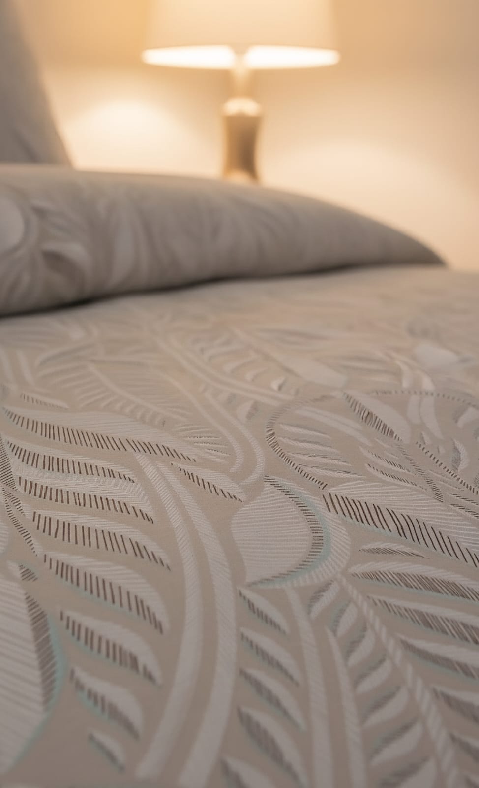 Luxury Leaf Print Duvet Cover Set with Solid Beige Bedsheet – Premium Breathable Cotton Bedding | Rest & Nest