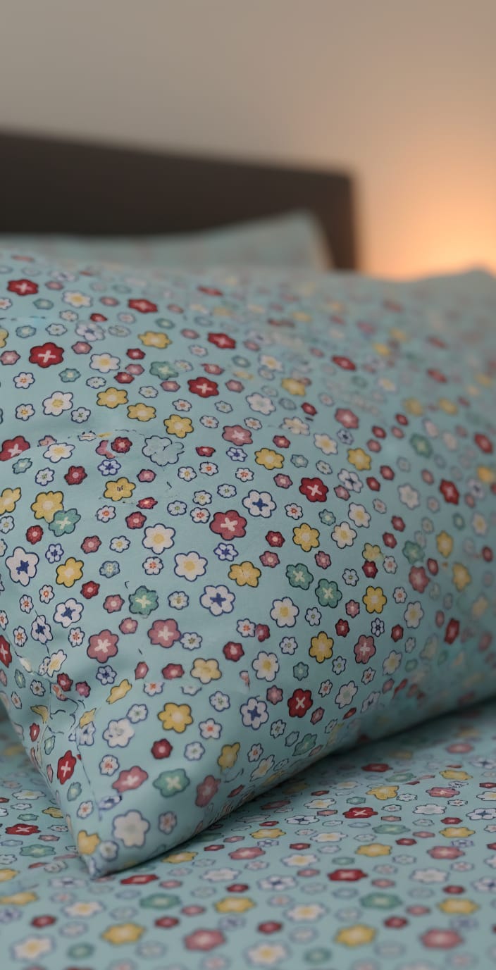 Floral Printed Cotton Bedsheet – Lightweight, Breathable & Fade-Resistant Bedding