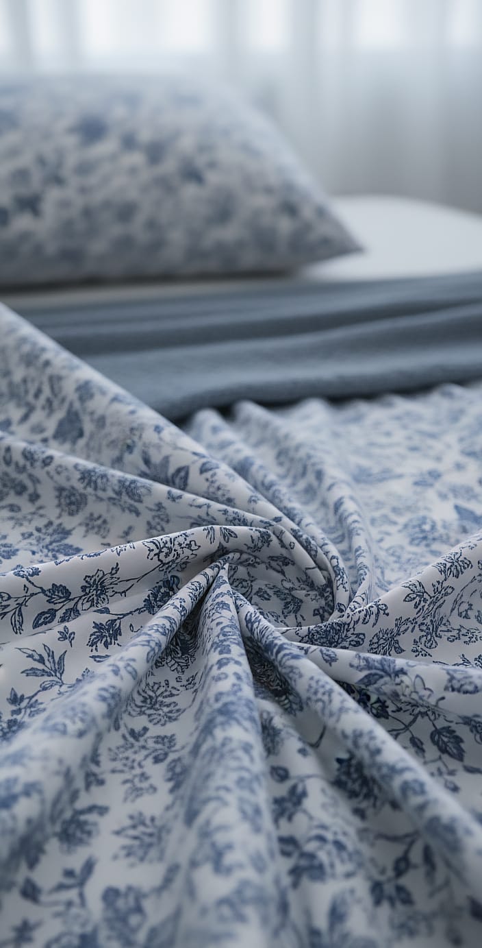 Classic Blue and White Floral Cotton Bedsheet / The Classic Collection