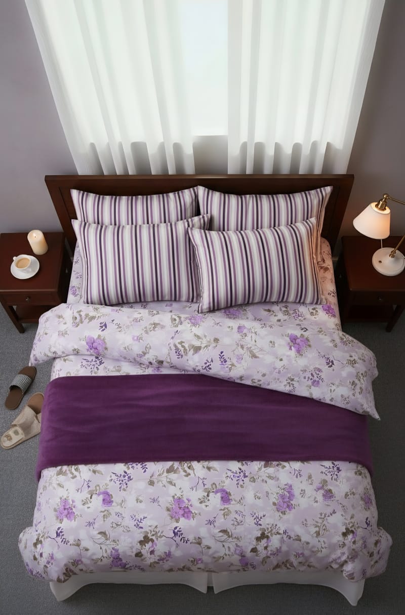 Pure Cotton Lavender Bedsheet Set | Breathable King Bedding UAE