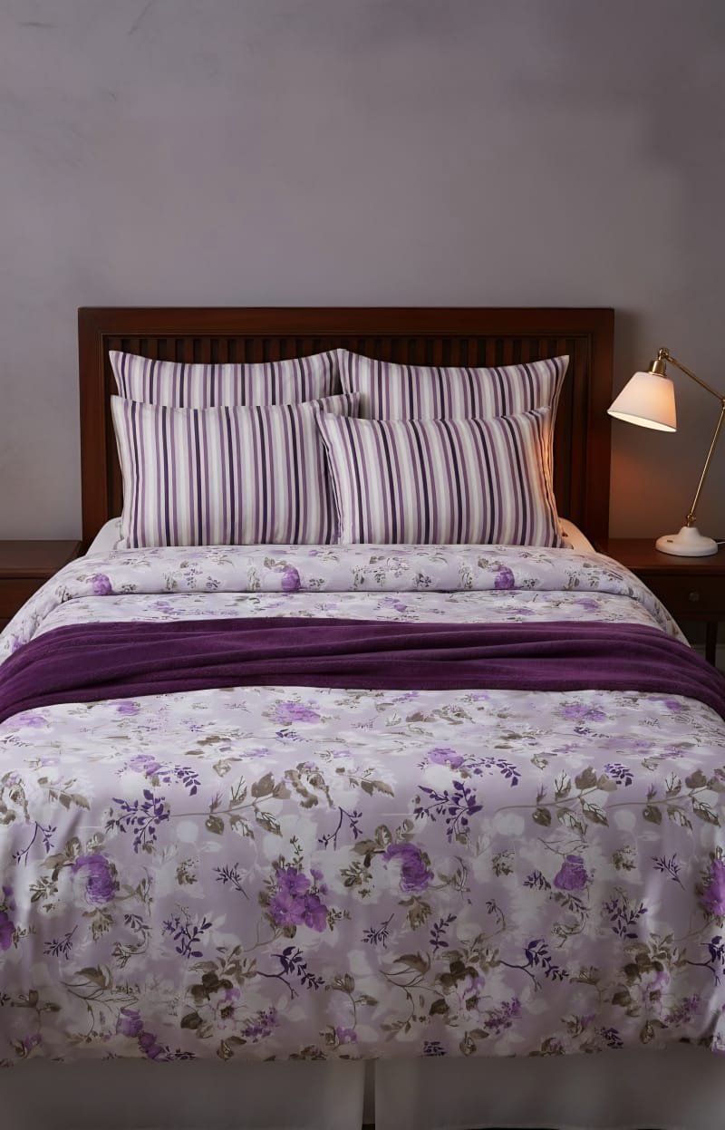 Pure Cotton Lavender Bedsheet Set | Breathable King Bedding UAE