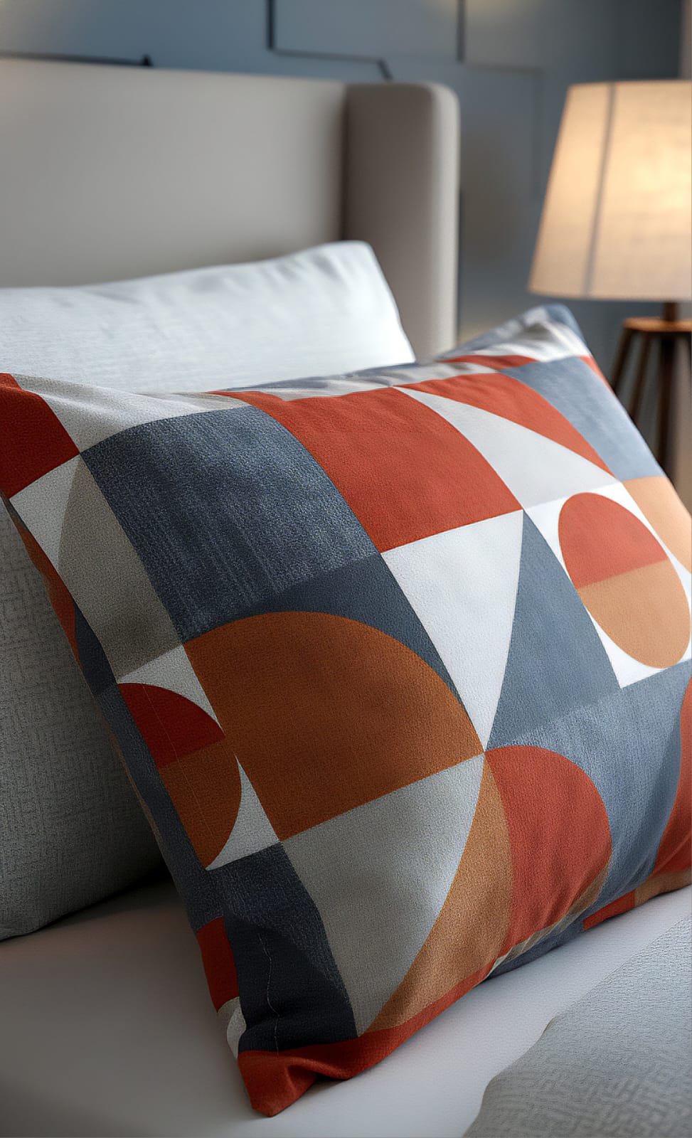Geometric Cotton  King Bedsheet | Mid-Century Modern Rust & Orange