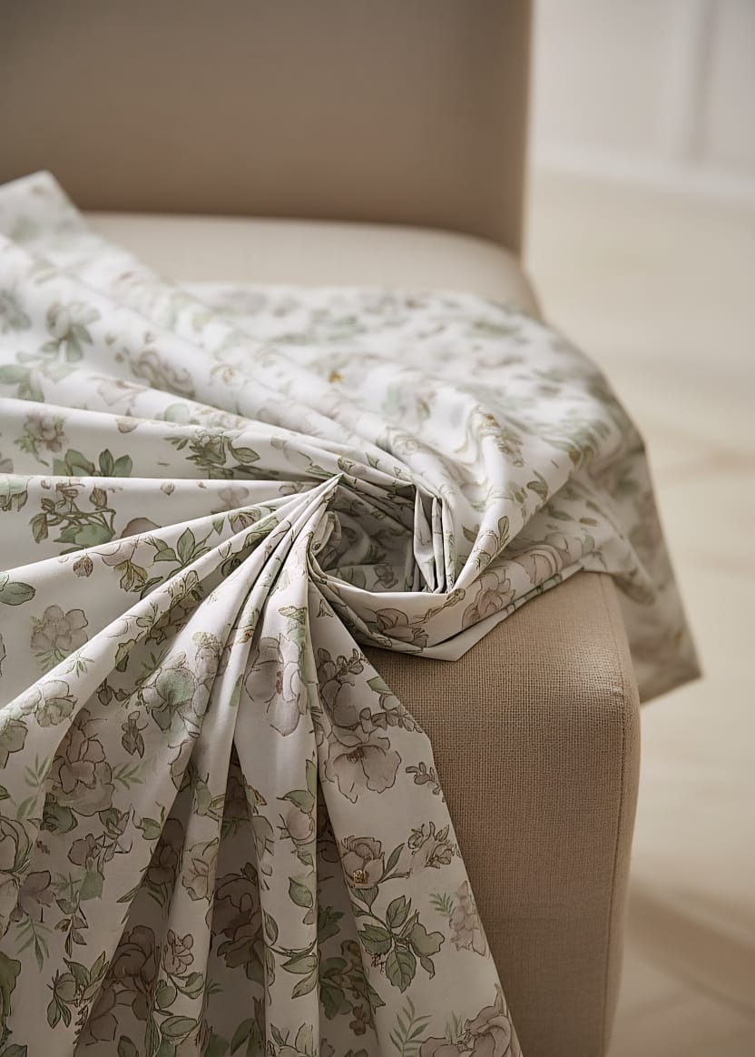 The Serenity Collection | Super King Size Sage Green Floral Bed Linen