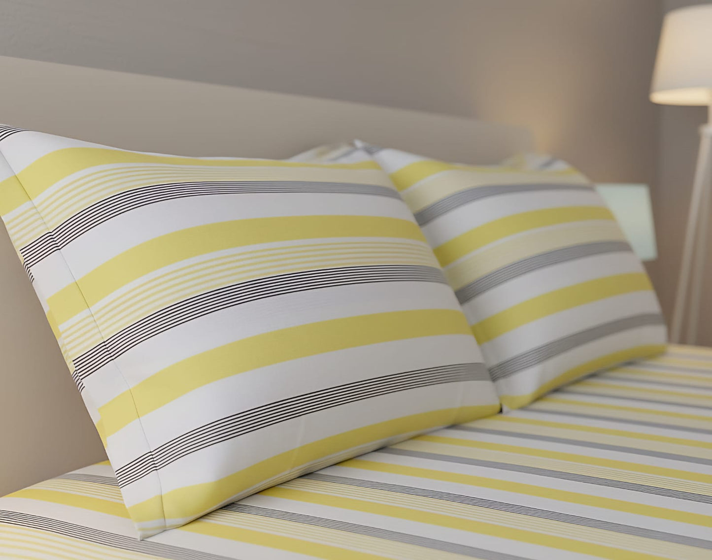 Pure Cotton Yellow & Grey Leaf Bedsheet – Soft & Breathable | Rest and Nest