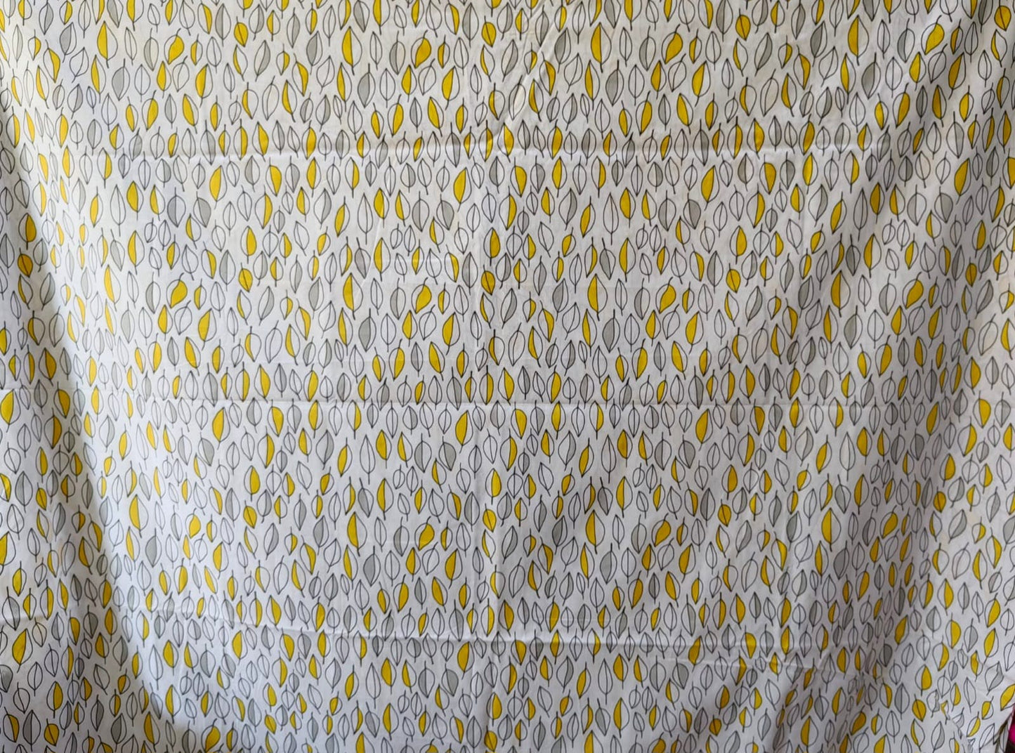 Pure Cotton Yellow & Grey Leaf Bedsheet – Soft & Breathable | Rest and Nest