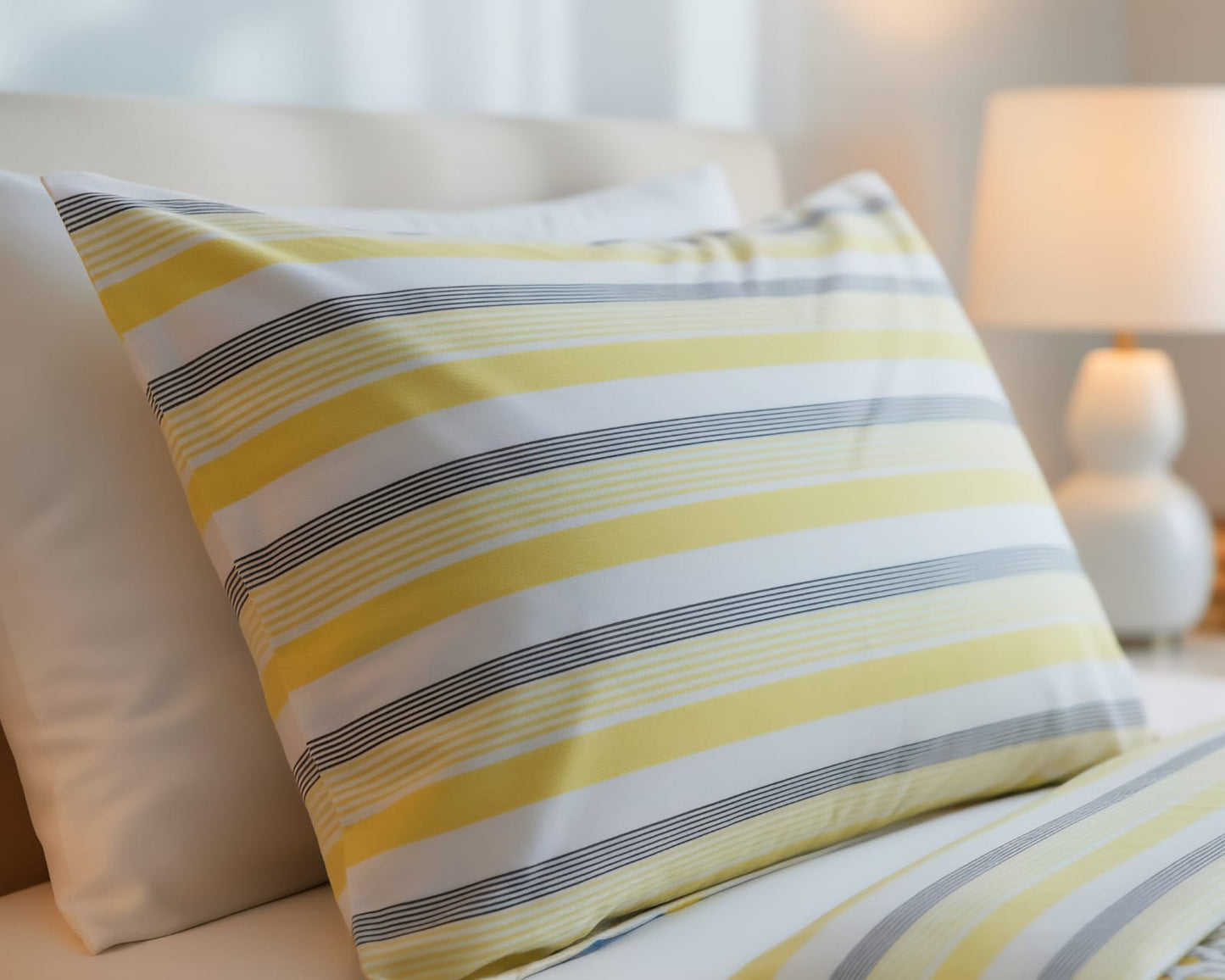 Pure Cotton Yellow & Grey Leaf Bedsheet – Soft & Breathable | Rest and Nest