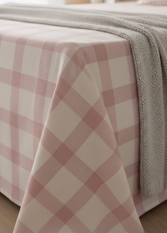 Pink & White Buffalo Check Single Bed Sheet Set | Cozy Gingham Plaid Design