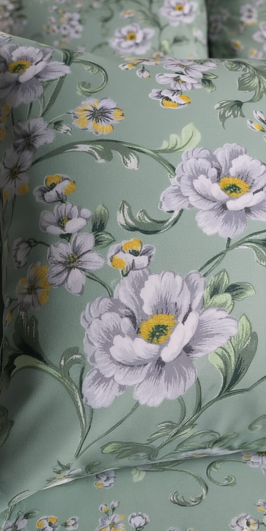 Sage Green Floral Bedding / Trending Design / Premium King Size Bedsheet