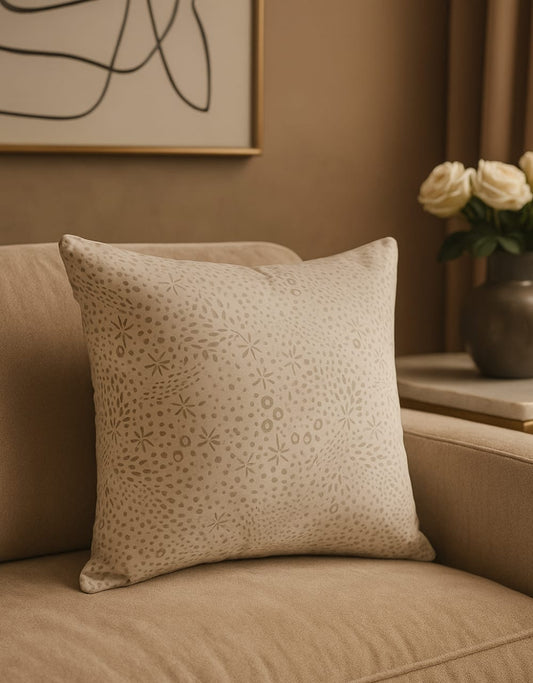 Beige Geometric Cushion Cover | Modern Decorative Pillow for Sofa & Bedroom