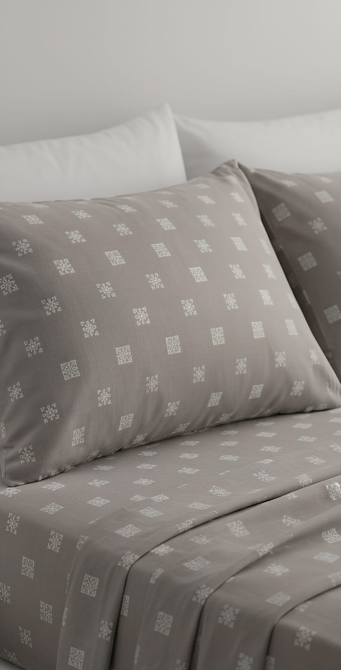 Taupe Square King Sheet Set | 8f (244 cm) width 244 cm Length | Geometric Pattern Bedding