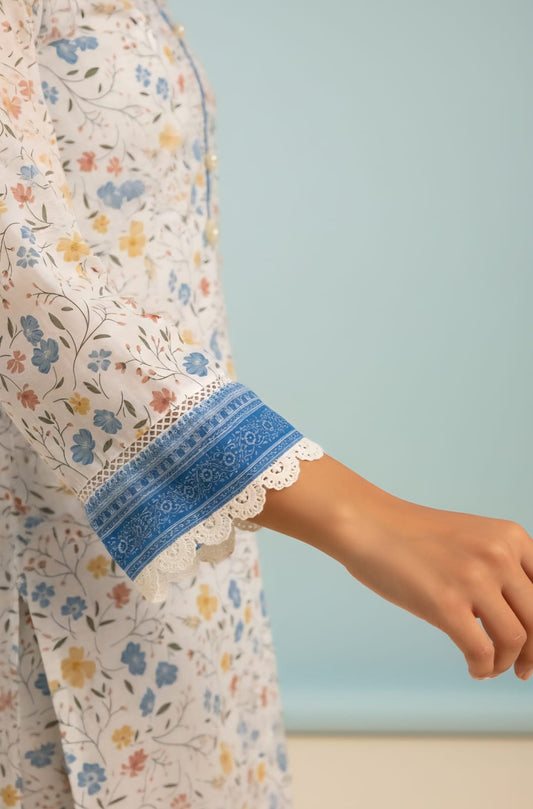 Serene Meadow 2-Piece Digital Print Co-ord Set – Floral Shirt & Matching Trousers (Large)